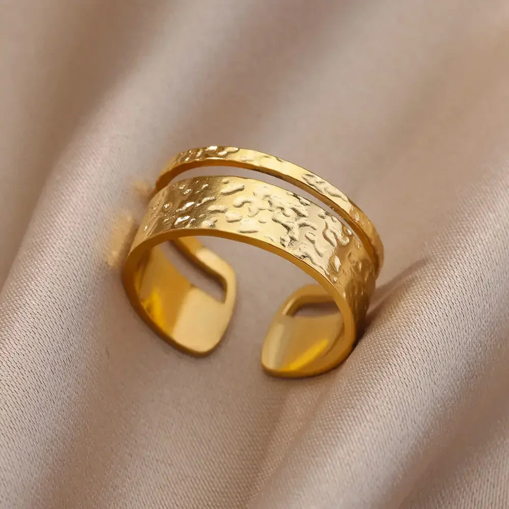 💍 Ästhetisches goldenes Herz – wasserdichter Edelstahlring-6