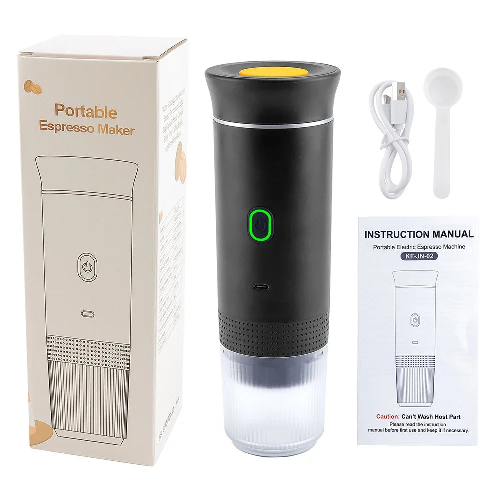 Portable Espresso Coffee Maker – 3-in-1 Capsule and Ground Coffee | Wireless, High Pressure, Travel-Friendly
