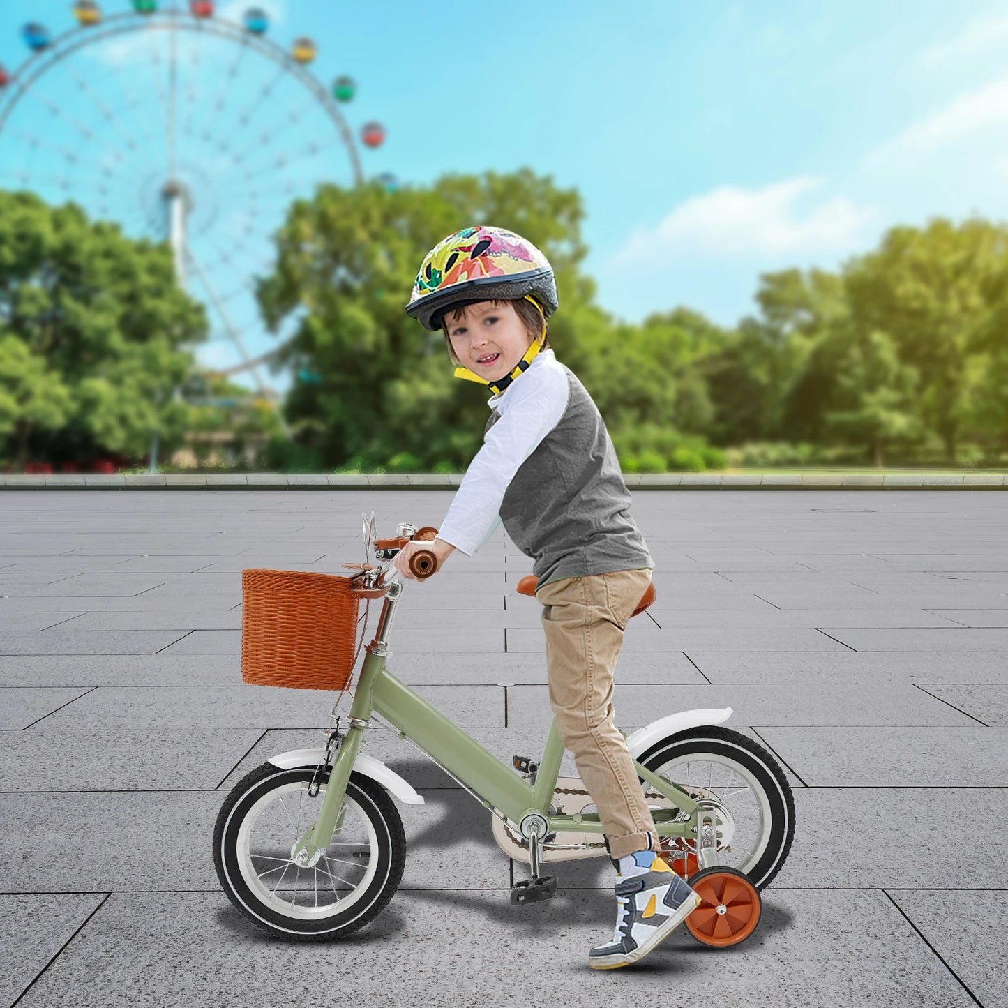 π² 12-Inch Kids Bike with Basket and Training Wheels β Adjustable Seat, Dual Brakes (Ages 2β4)