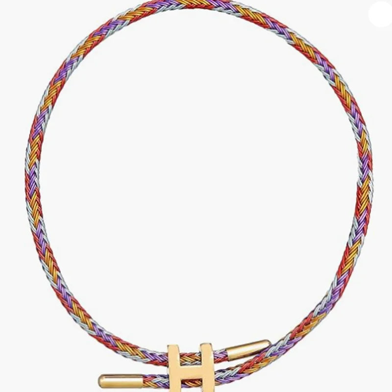 Luxury Multicolor Waterproof Rope Bracelet β Adjustable Stainless Steel Wire Cuff
