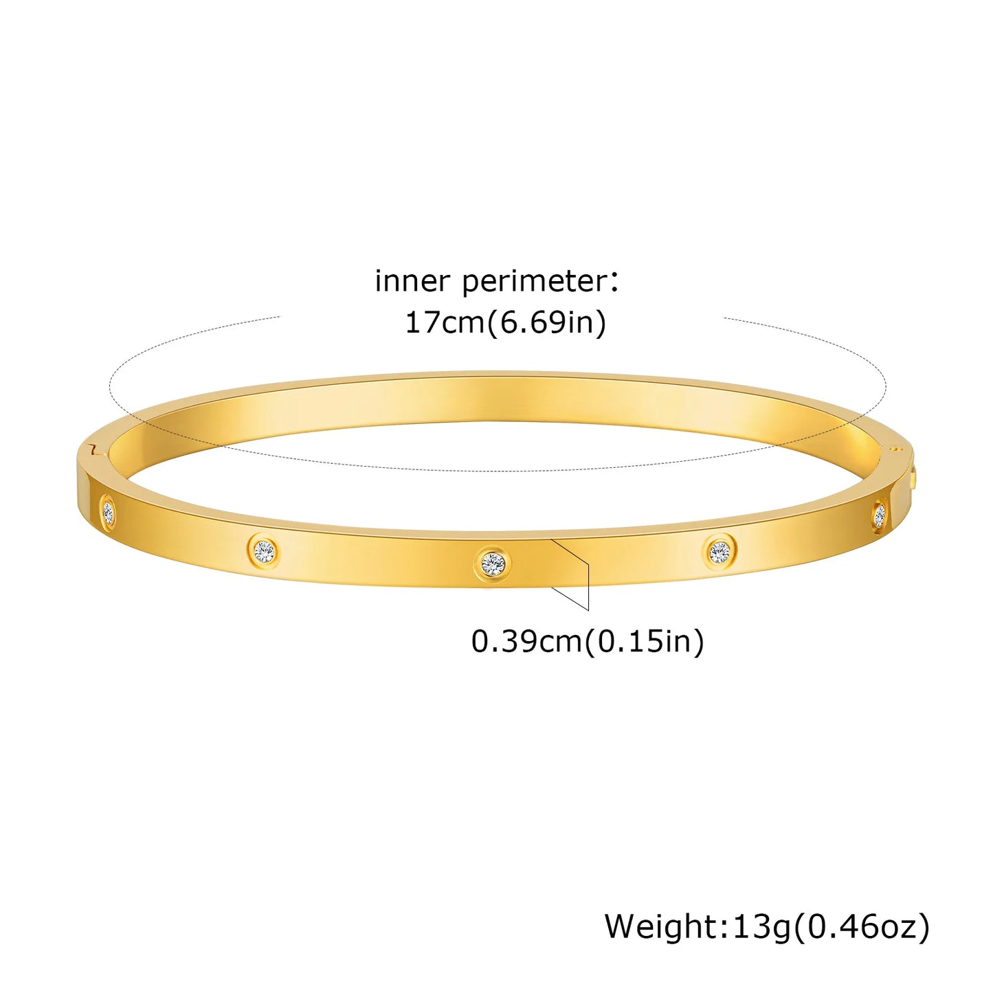 π 18K Gold-Plated Waterproof Luxury Bangle β Stainless Steel with Round Zircon Stones
