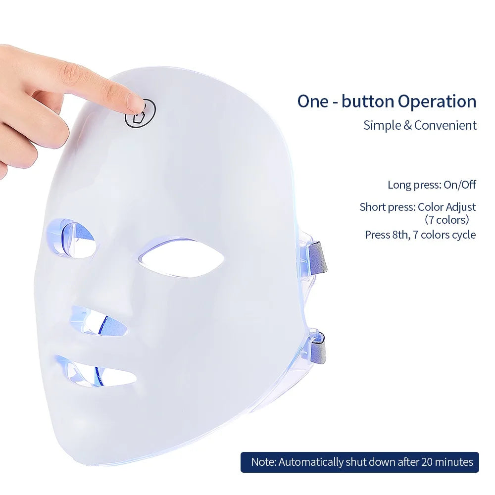LED Light Therapy Mask Foreverlily- Wireless 7-Color – Skin Rejuvenation and Anti-Aging Face and Neck Care