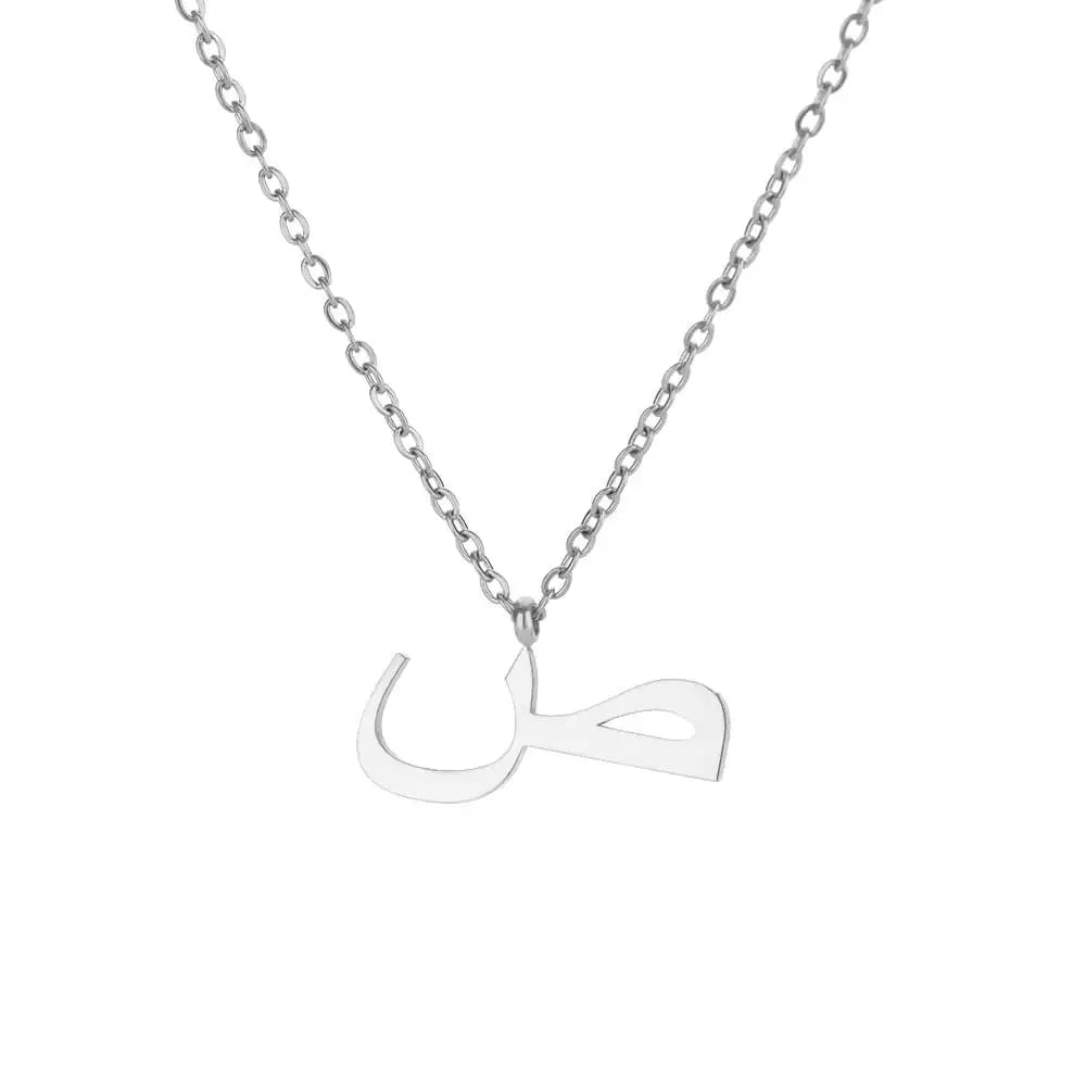 💫 Arabic Letter Name Pendant Necklace – Elegant Stainless Steel Choker for Women