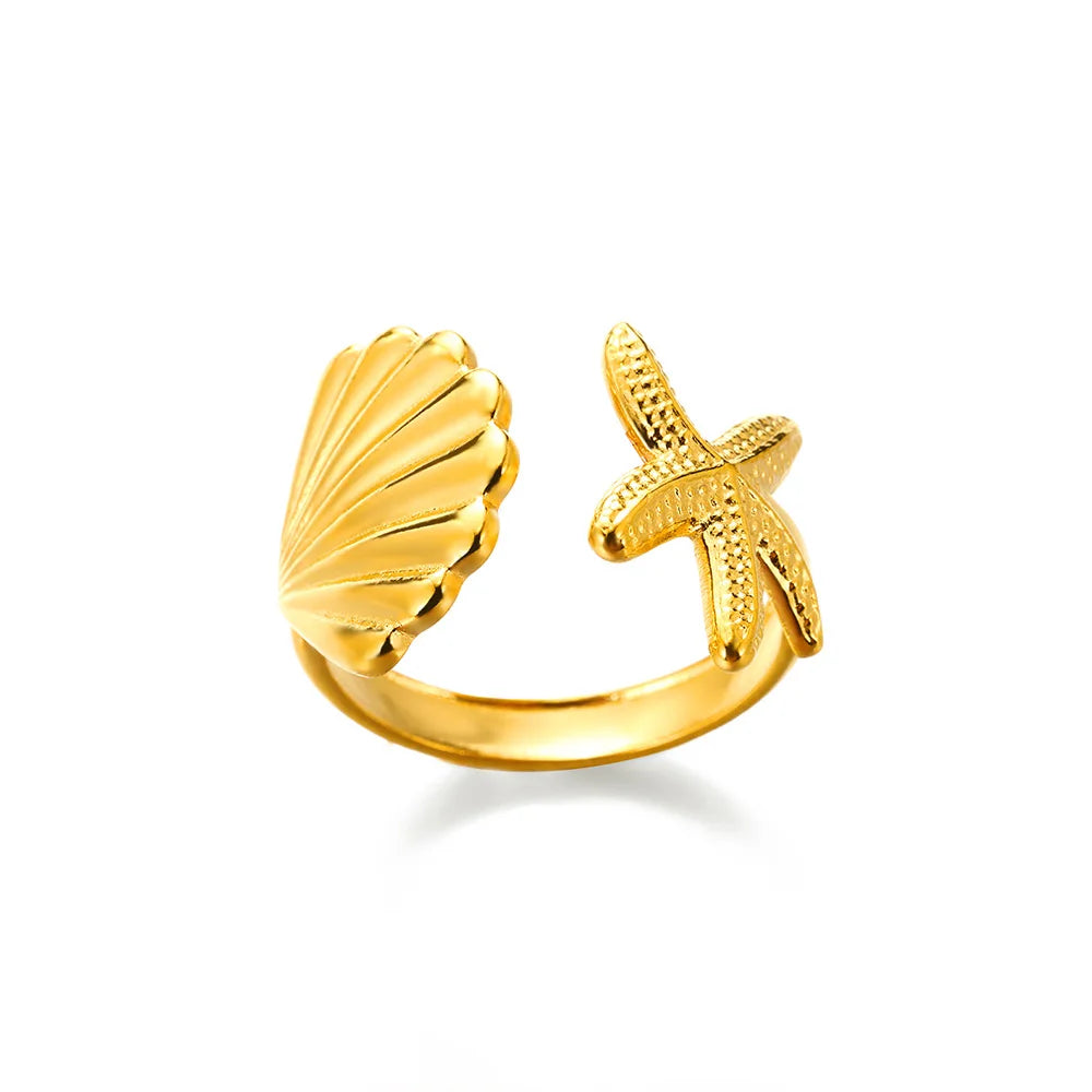 ✨ Gold Ring – 18K Gold Plated Stainless Steel Couple Band-5