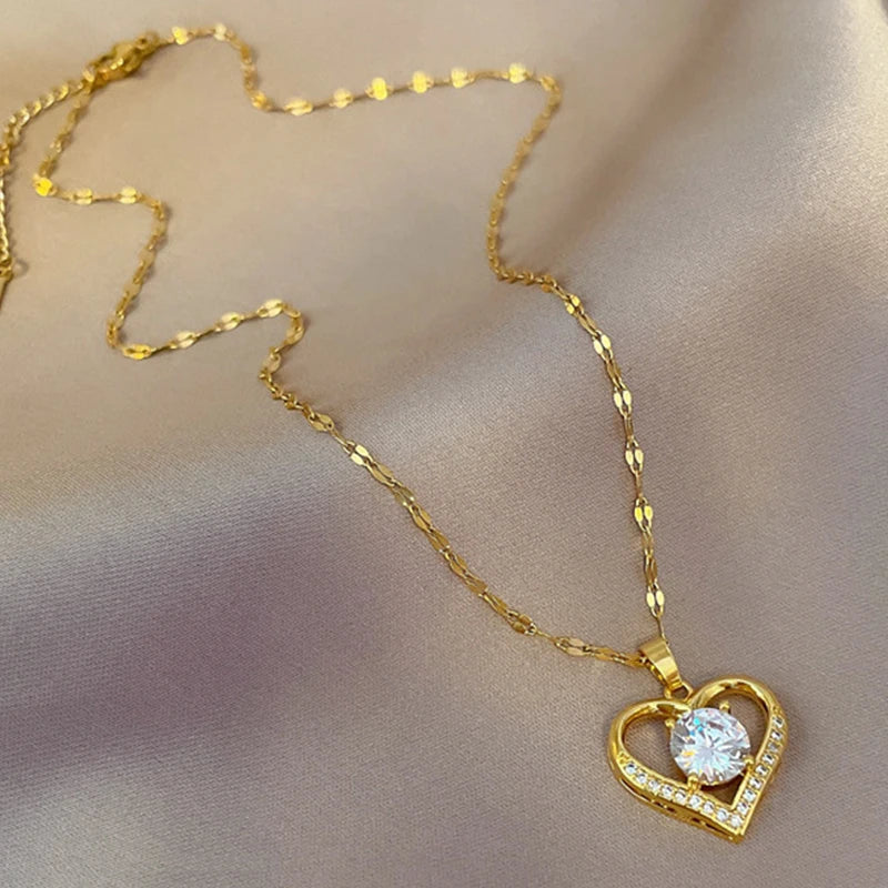 π Romantic Heart β Gold Stainless Steel Heart Necklace