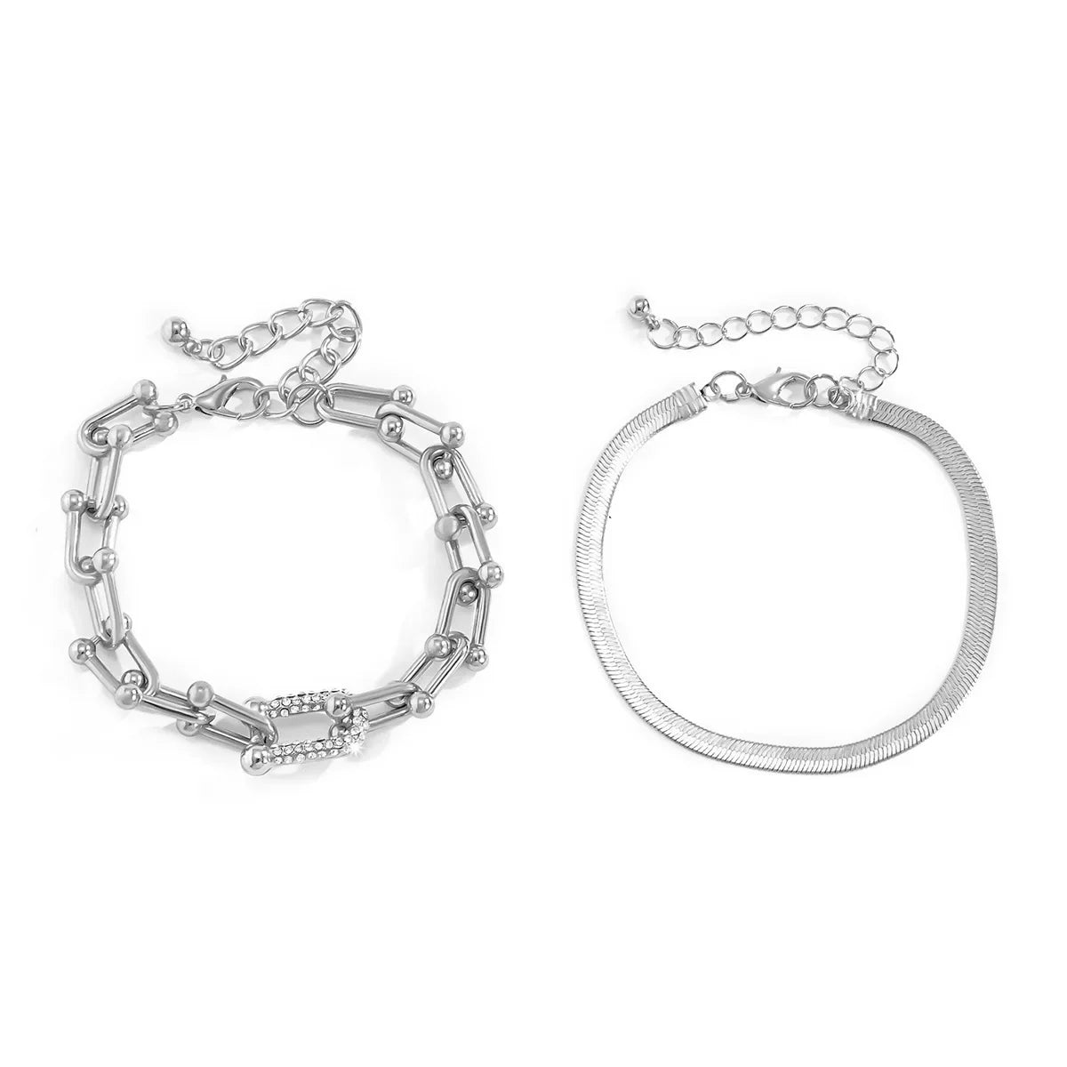 ⚡ 18 Karat vergoldetes Punk-Armband in U-Form mit Schlangenkette – Luxus-Schmuck mit Zirkonia-Gliedern für Damen