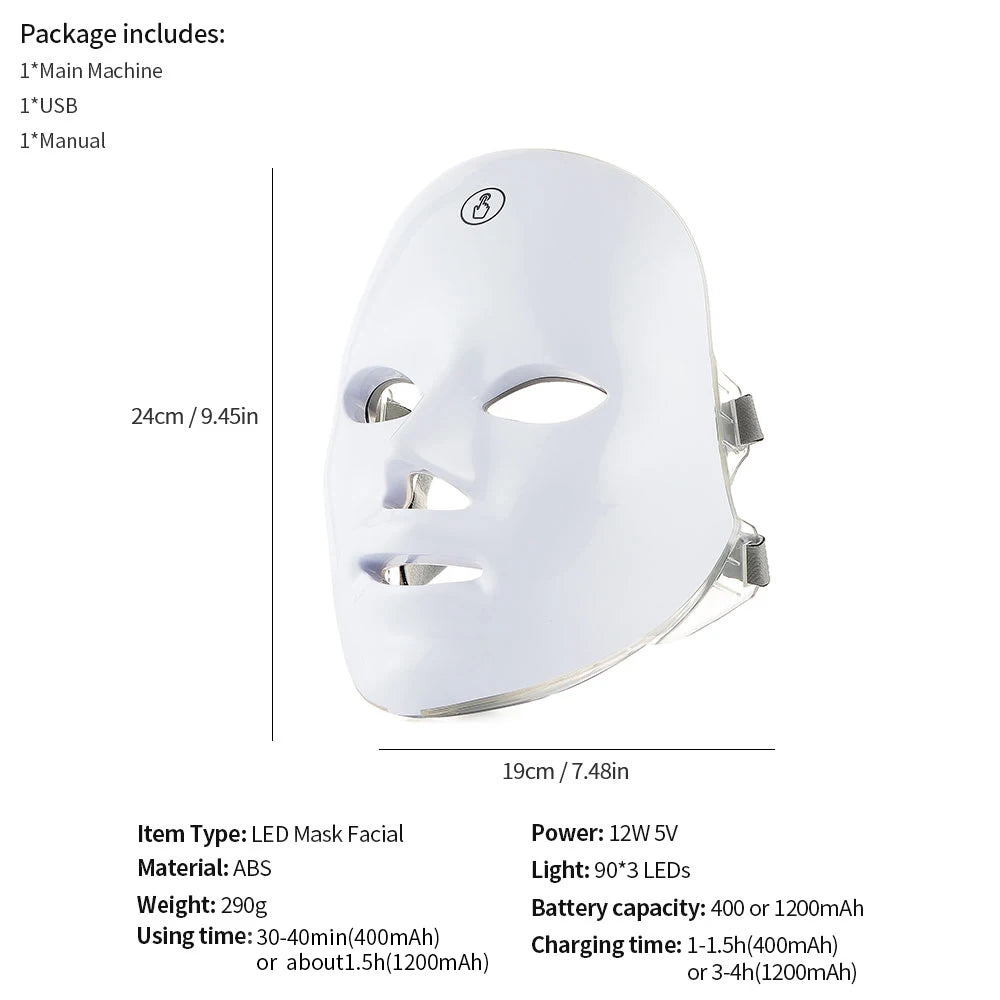 LED Light Therapy Mask Foreverlily- Wireless 7-Color – Skin Rejuvenation and Anti-Aging Face and Neck Care
