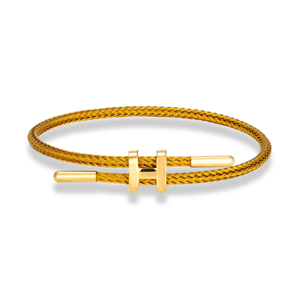 Luxury Multicolor Waterproof Rope Bracelet β Adjustable Stainless Steel Wire Cuff