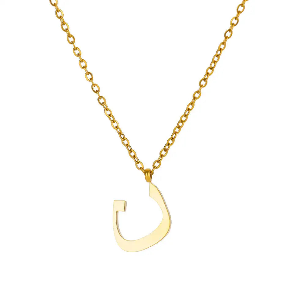 💫 Arabic Letter Name Pendant Necklace – Elegant Stainless Steel Choker for Women