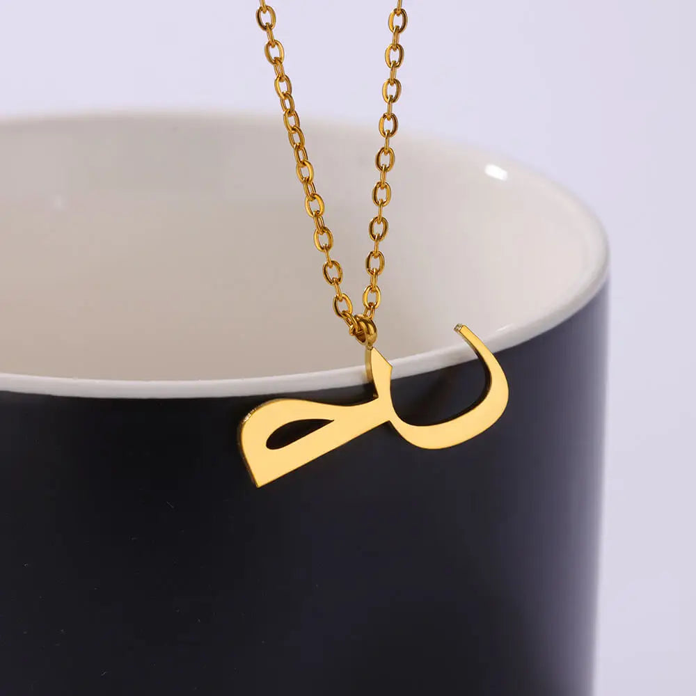 💫 Arabic Letter Name Pendant Necklace – Elegant Stainless Steel Choker for Women