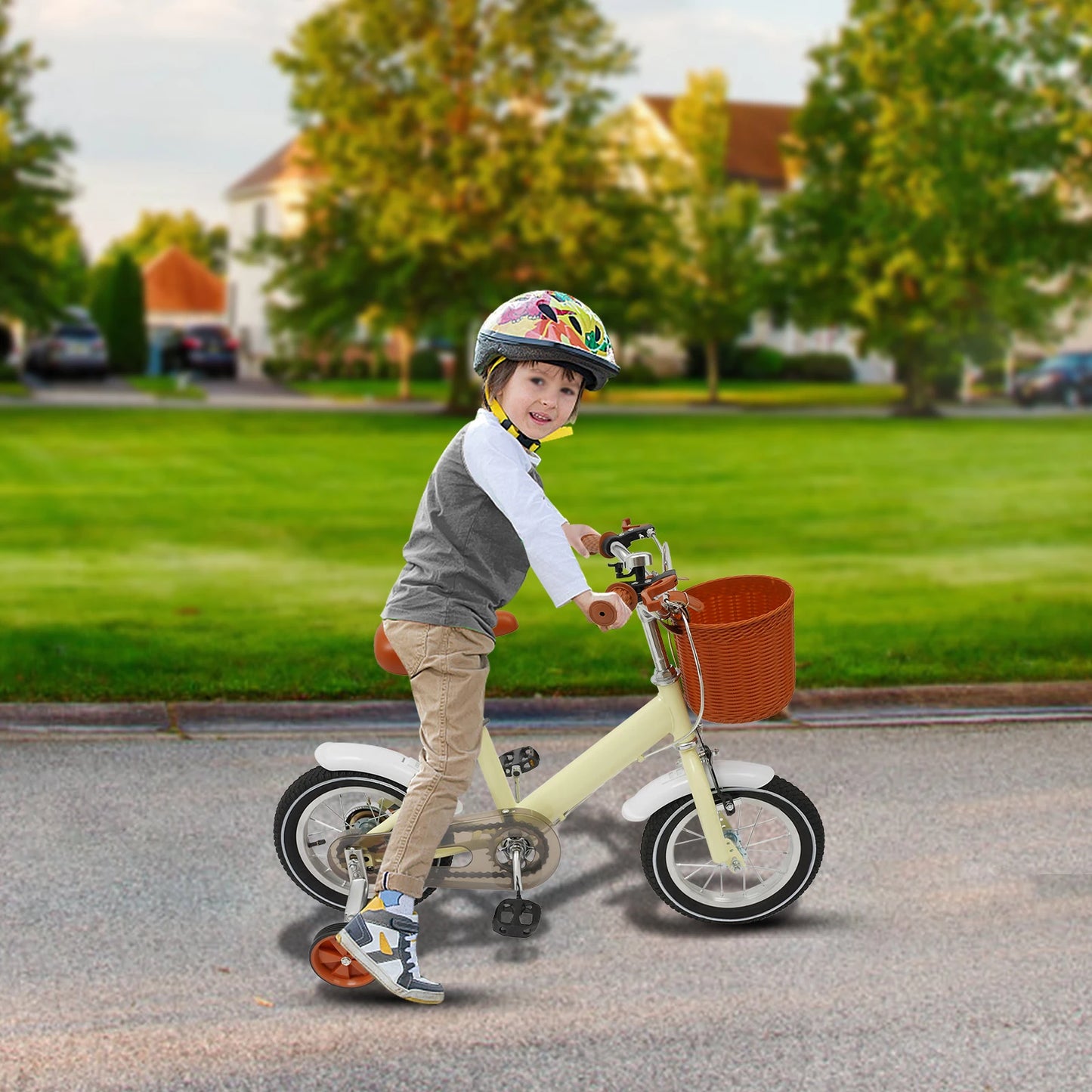 π² 12-Inch Kids Bike with Basket and Training Wheels β Adjustable Seat, Dual Brakes (Ages 2β4)