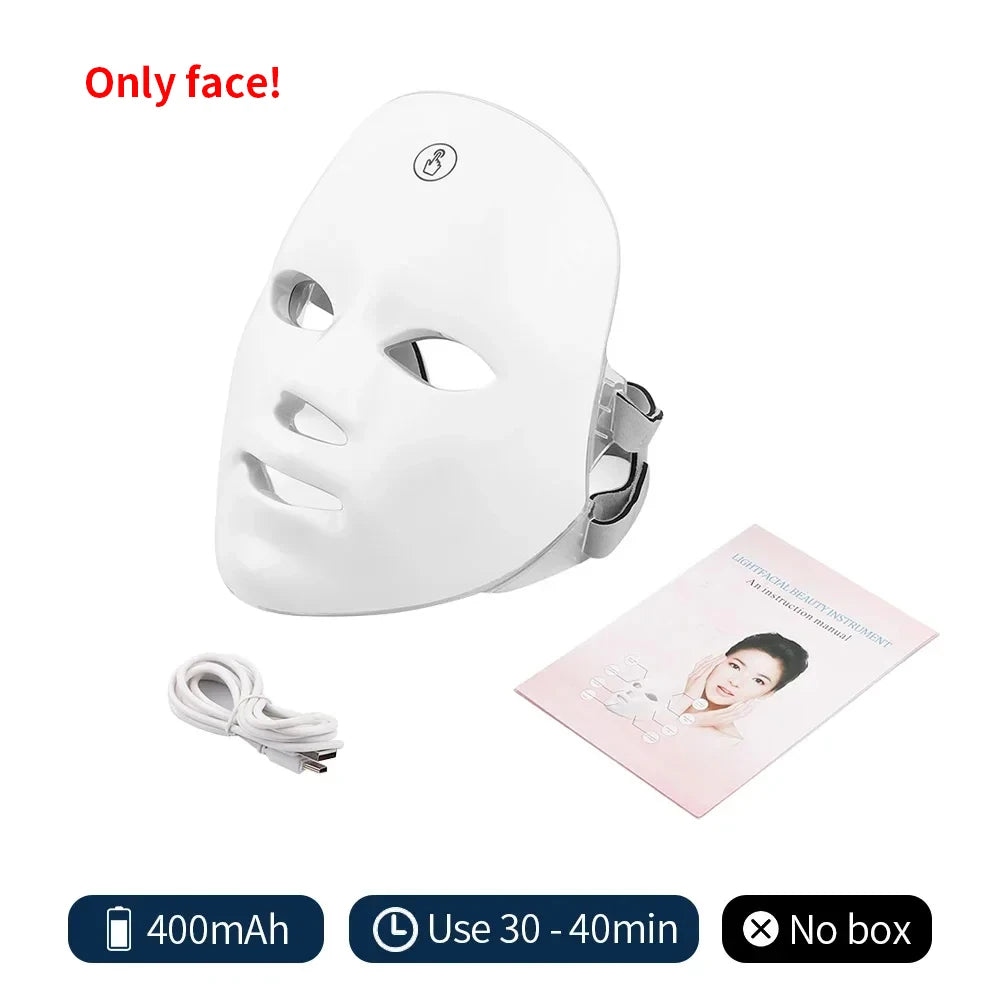 LED Light Therapy Mask Foreverlily- Wireless 7-Color – Skin Rejuvenation and Anti-Aging Face and Neck Care