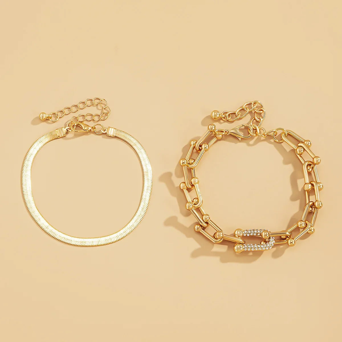 ⚡ 18 Karat vergoldetes Punk-Armband in U-Form mit Schlangenkette – Luxus-Schmuck mit Zirkonia-Gliedern für Damen