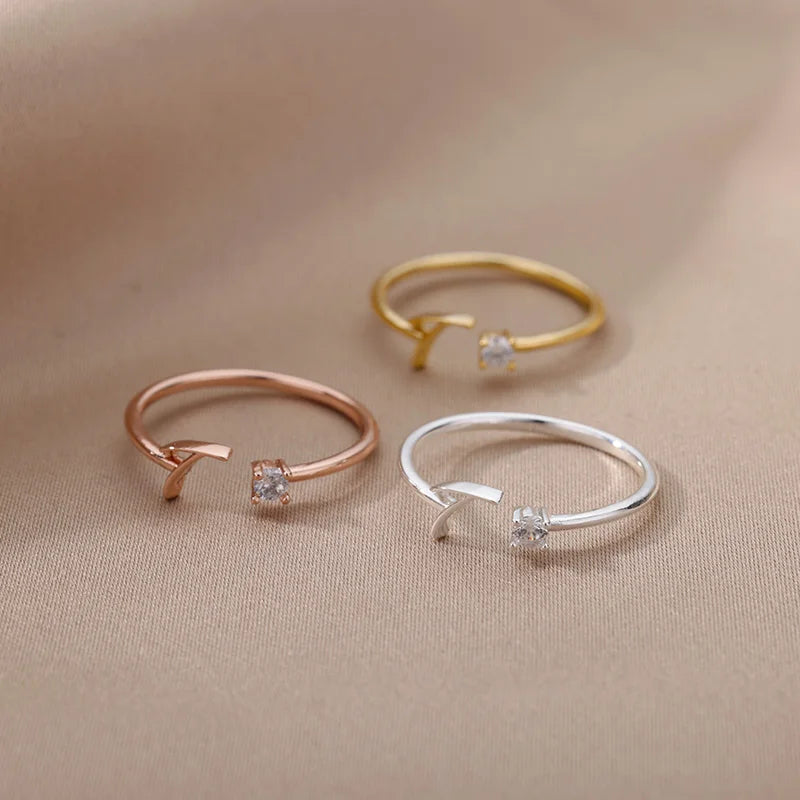 ✨ 18k Gold Plated Tiny A–Z Initial Letter Rings – Adjustable Stainless Steel Rings