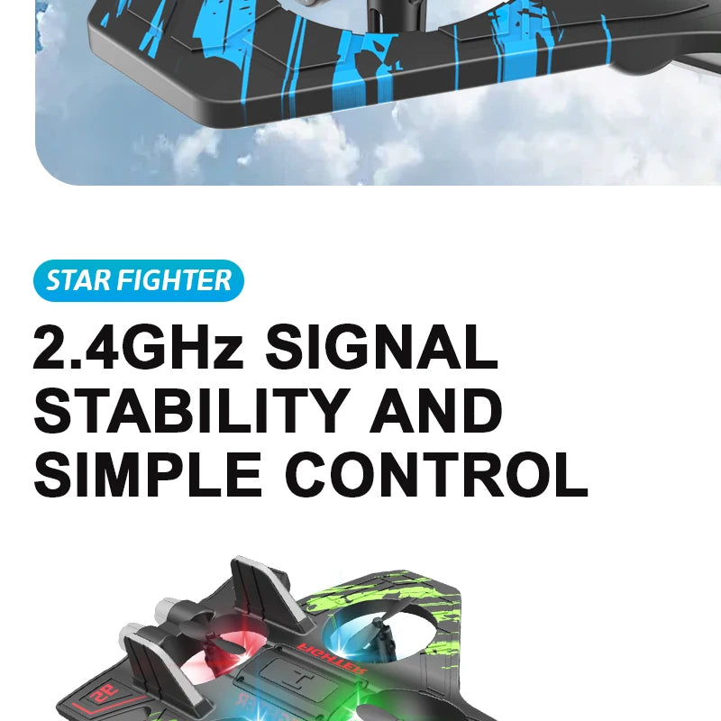 🛩️ ZHENDUO Glider Flying RC Jet Plane – 2.4G 4CH Stunt Remote Control Foam Aircraft Toy with LED Lights