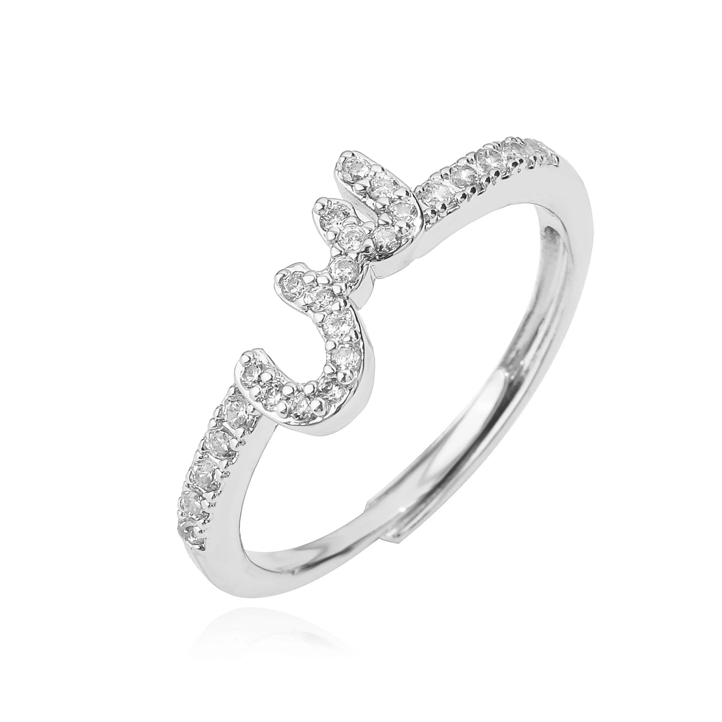 🌙 18k Gold Plated Arabic Letter Square Ring – HECHENG Women’s Fashion Ring with Zircon Inlay