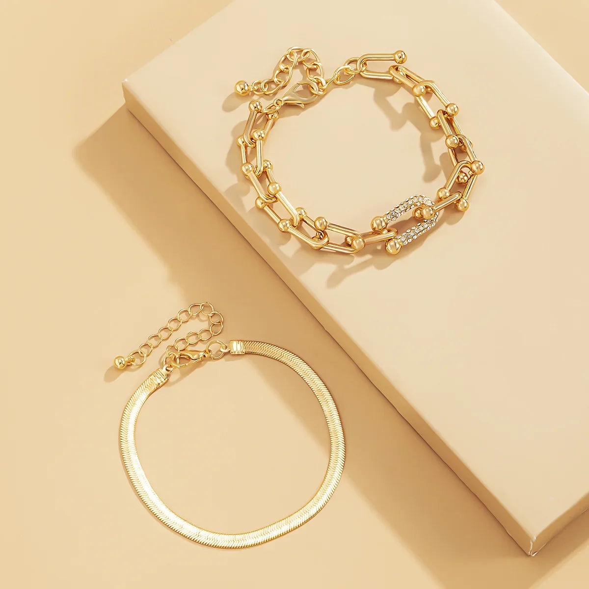⚡ 18 Karat vergoldetes Punk-Armband in U-Form mit Schlangenkette – Luxus-Schmuck mit Zirkonia-Gliedern für Damen