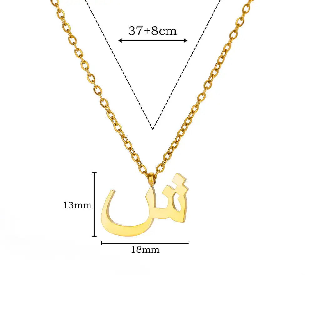 💫 Arabic Letter Name Pendant Necklace – Elegant Stainless Steel Choker for Women