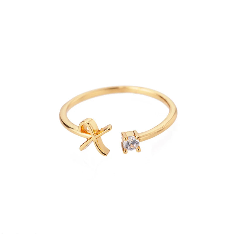✨ 18k Gold Plated Tiny A–Z Initial Letter Rings – Adjustable Stainless Steel Rings