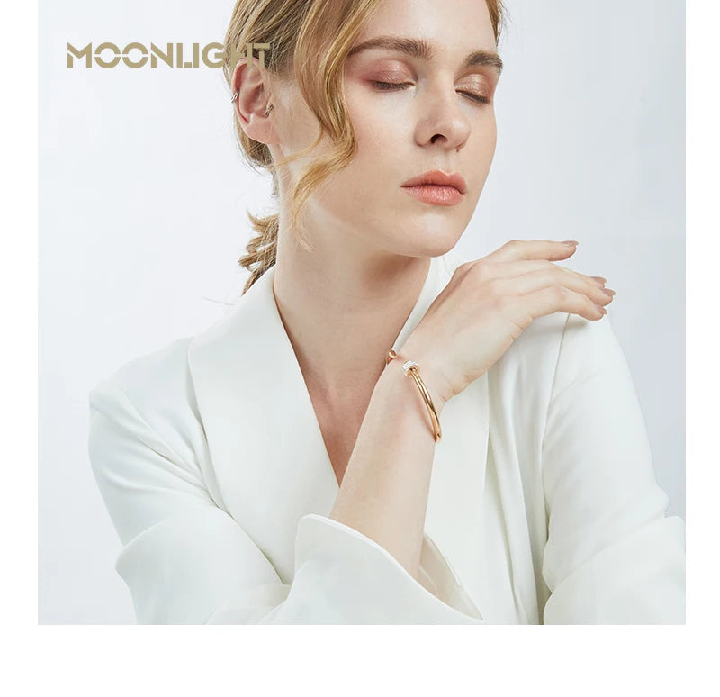 π« MOONLIGHT Classic Nail Open Cuff Bracelet β 18K Gold Plated Stainless Steel Bangle for Women