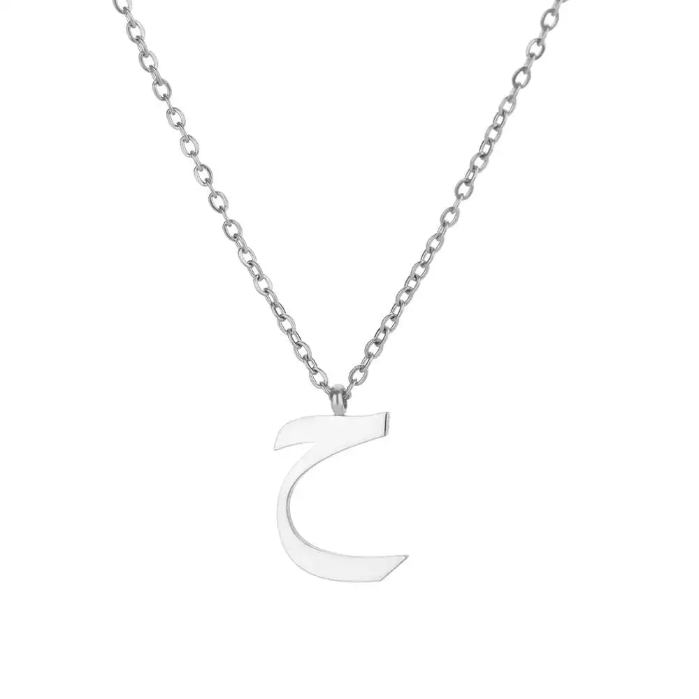 💫 Arabic Letter Name Pendant Necklace – Elegant Stainless Steel Choker for Women