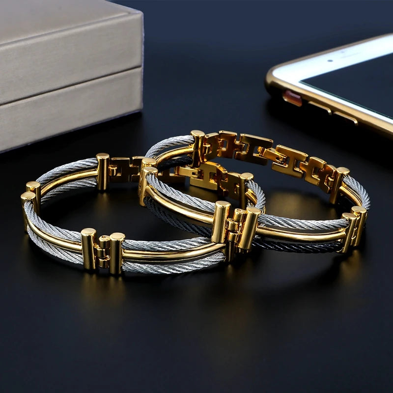 🧲 Splicing Chain Link Stainless Steel Bracelet – Fashion Bangle