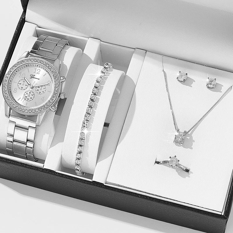 5-Piece Gold Luxe Watch & Bracelet Set✨