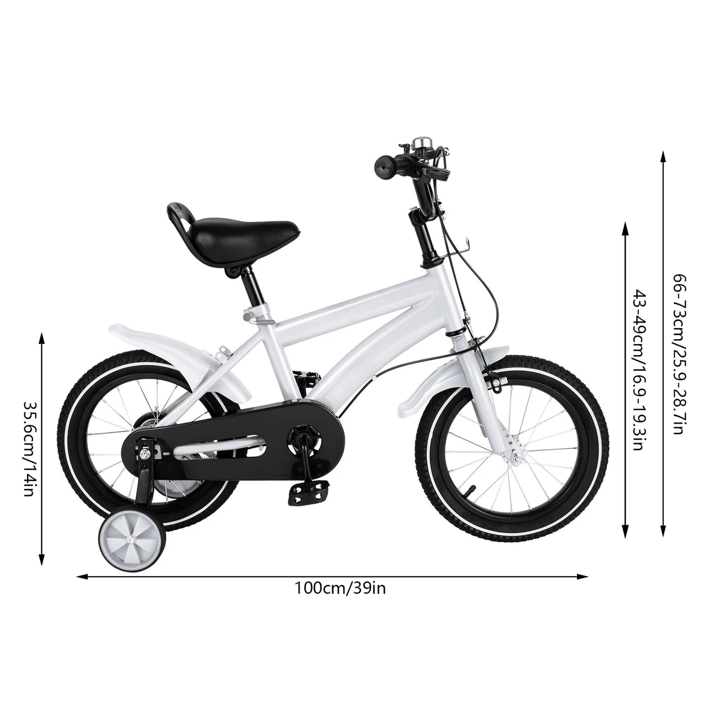 🚴 14-Inch Kids Bike with Training Wheels – Adjustable Seat, Dual Brakes, 2–4 Years, 50kg Capacity
