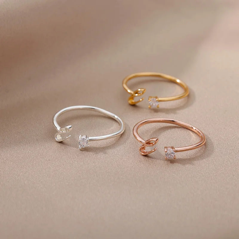 ✨ 18k Gold Plated Tiny A–Z Initial Letter Rings – Adjustable Stainless Steel Rings