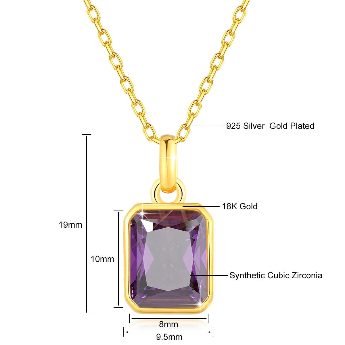 ✨ Szjinao Halskette mit Anhänger aus 100 % echtem 18 Karat Gold mit rechteckigem gelbem Stein – Zertifiziertes AU750-Gold | Luxuriöser Hochzeitsschmuck für Damen