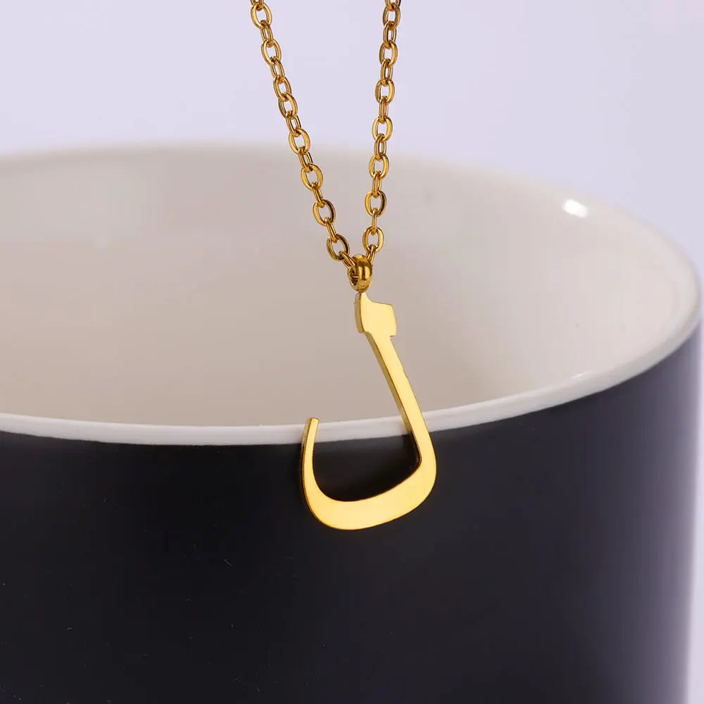 💫 Arabic Letter Name Pendant Necklace – Elegant Stainless Steel Choker for Women