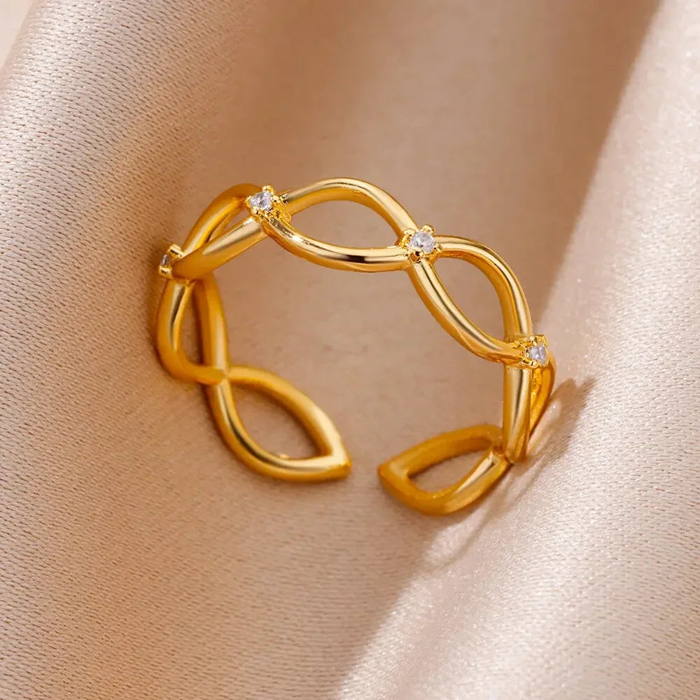 💍 Ästhetisches goldenes Herz – wasserdichter Edelstahlring-5