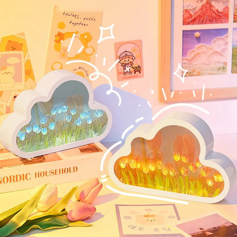 DIY Wolkenspiegel Tulpenlampe Nachtlicht