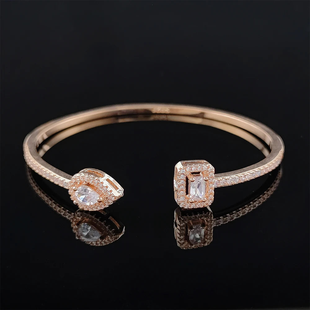 π 18K Gold Plated Snake Punk Pear-Shaped Open Bangle β Adjustable Statement Jewelry for Women
