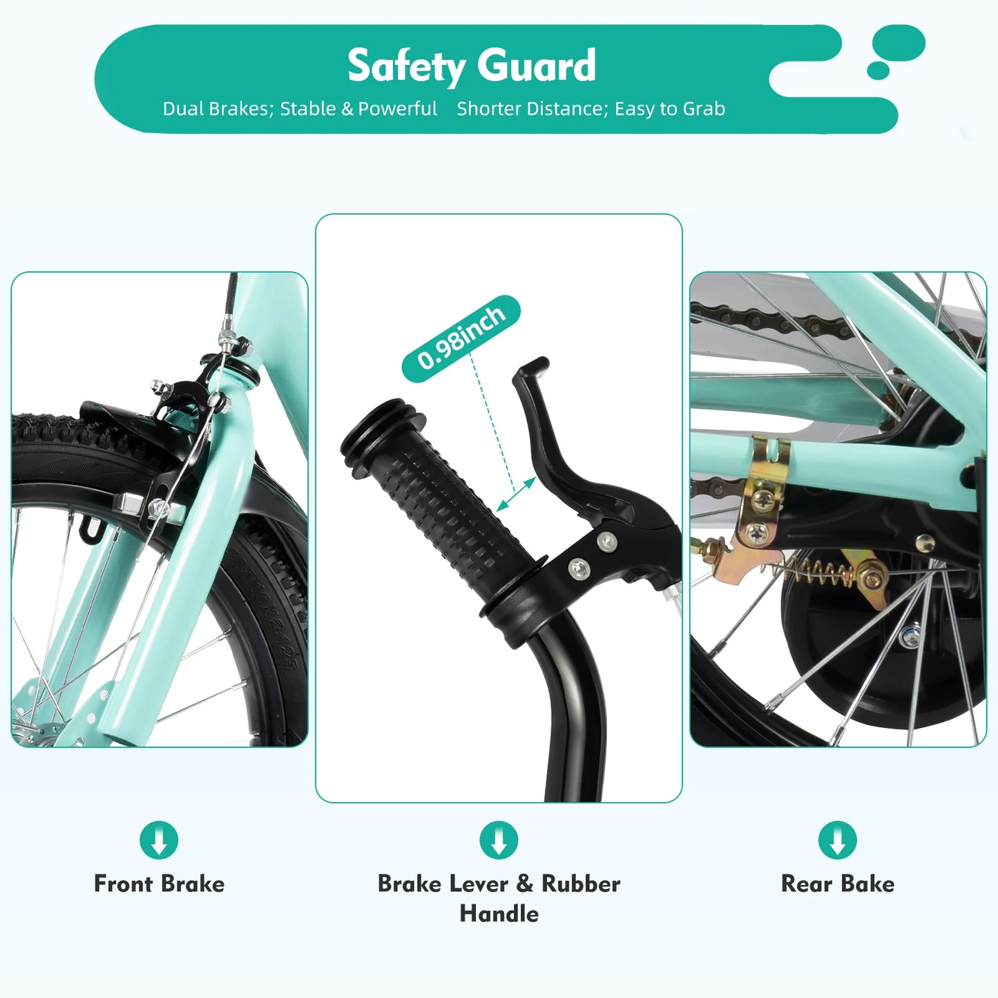 🚴♂️ 16-Zoll-Kinderfahrrad – Grüner Rahmen aus Karbonstahl mit Doppelbremsen, höhenverstellbar, Alter 5–8