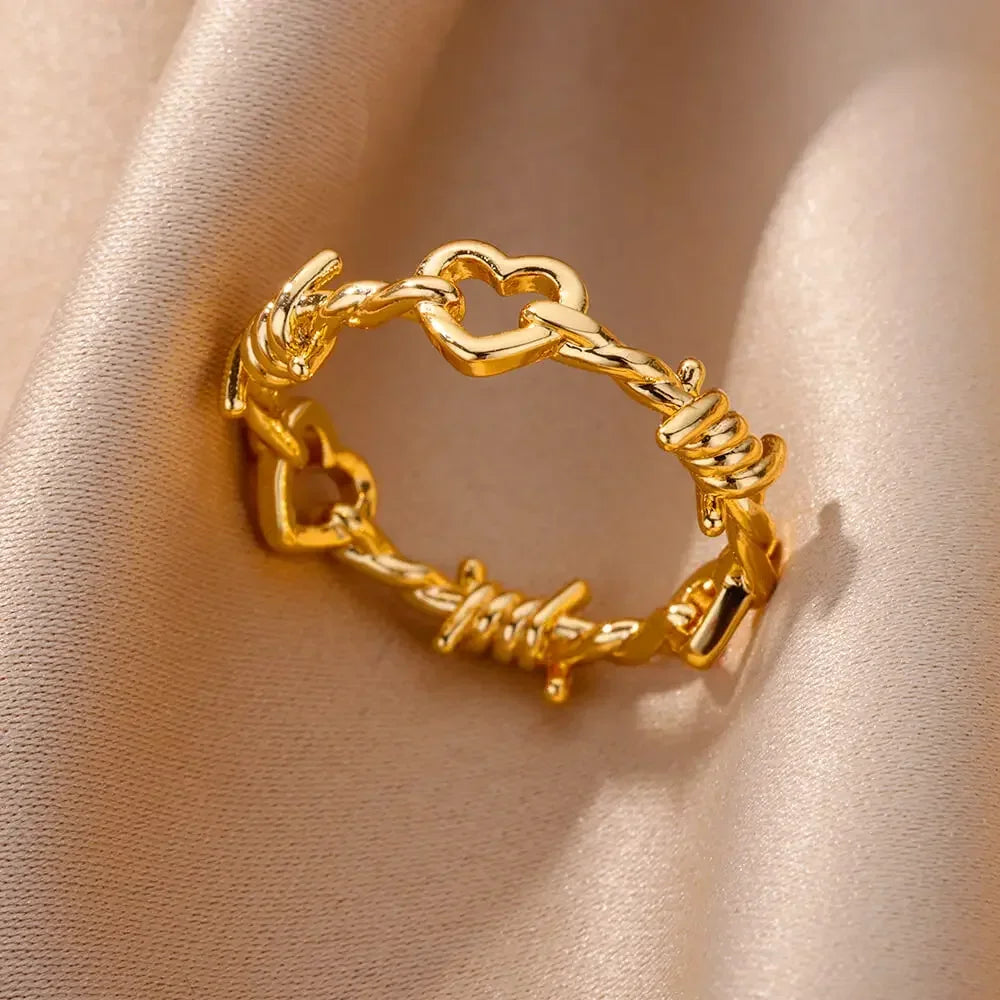 💍 Ästhetisches goldenes Herz – wasserdichter Edelstahlring-4