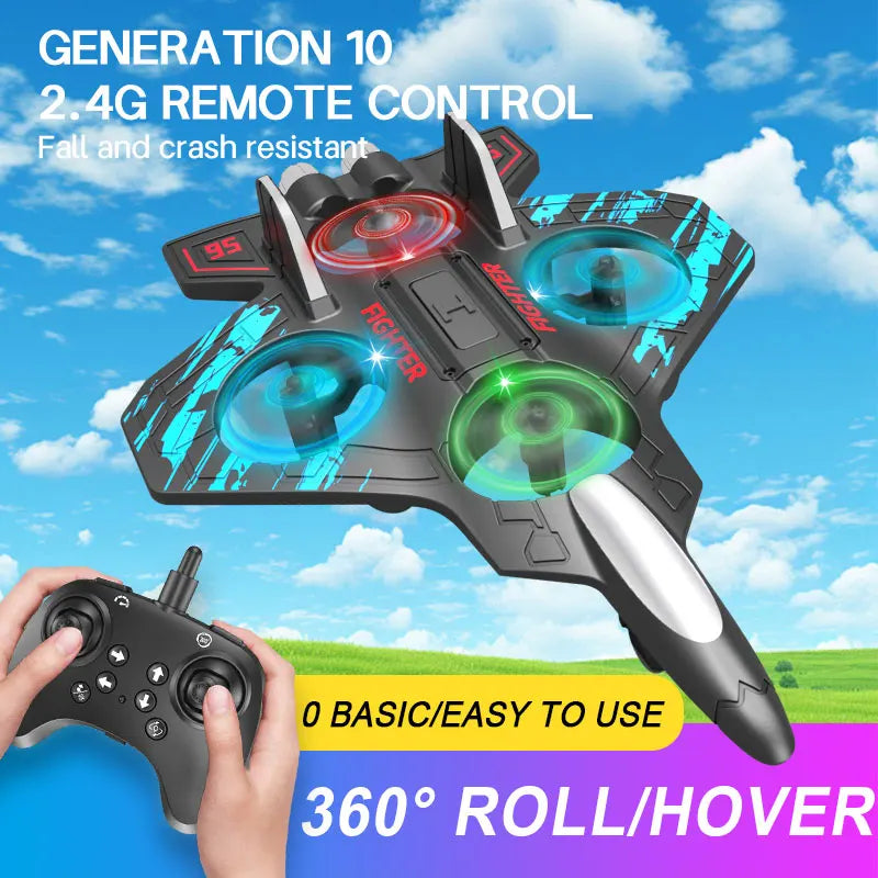 🛩️ ZHENDUO Glider Flying RC Jet Plane – 2.4G 4CH Stunt Remote Control Foam Aircraft Toy with LED Lights