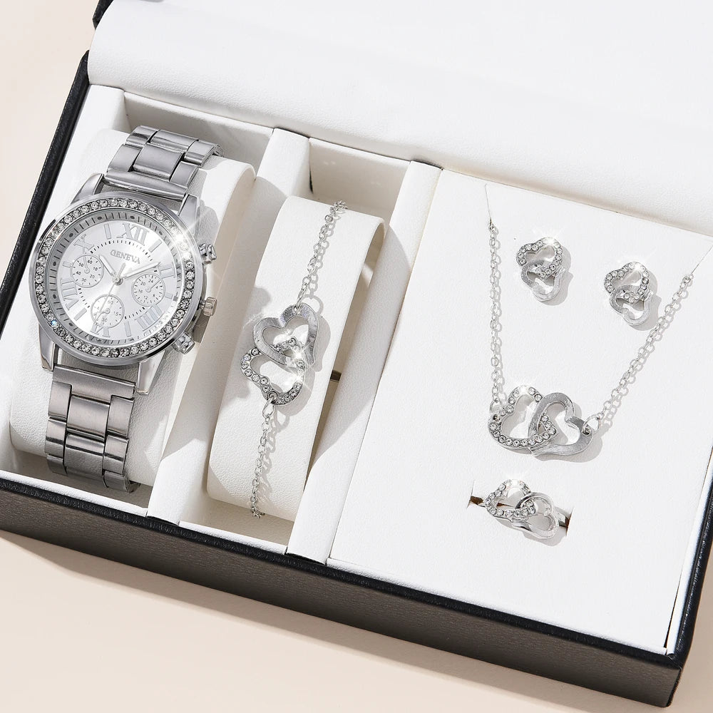 5-Piece Gold Luxe Watch & Bracelet Set✨