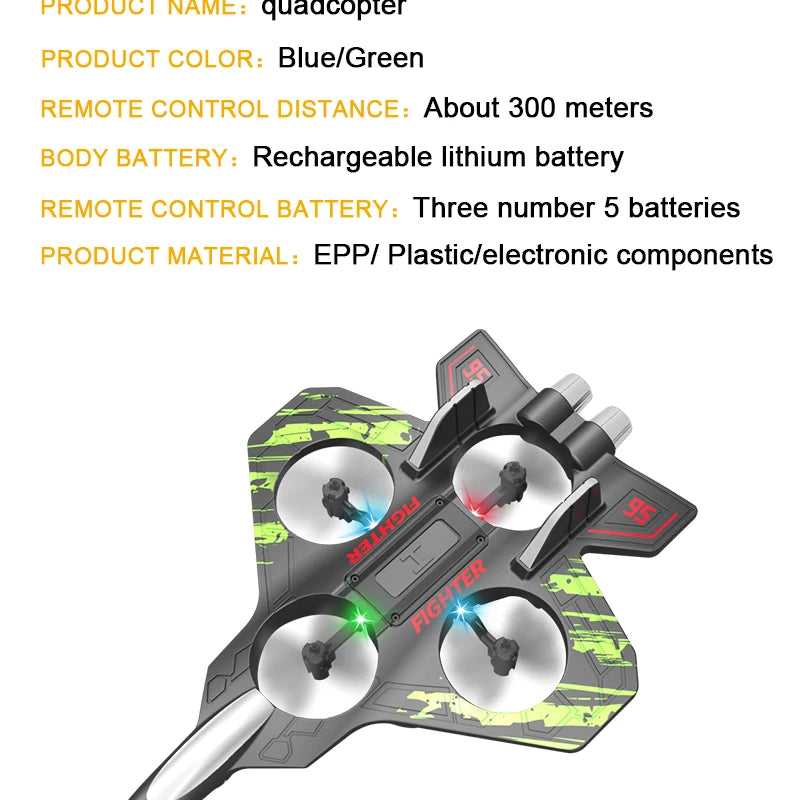 🛩️ ZHENDUO Glider Flying RC Jet Plane – 2.4G 4CH Stunt Remote Control Foam Aircraft Toy with LED Lights