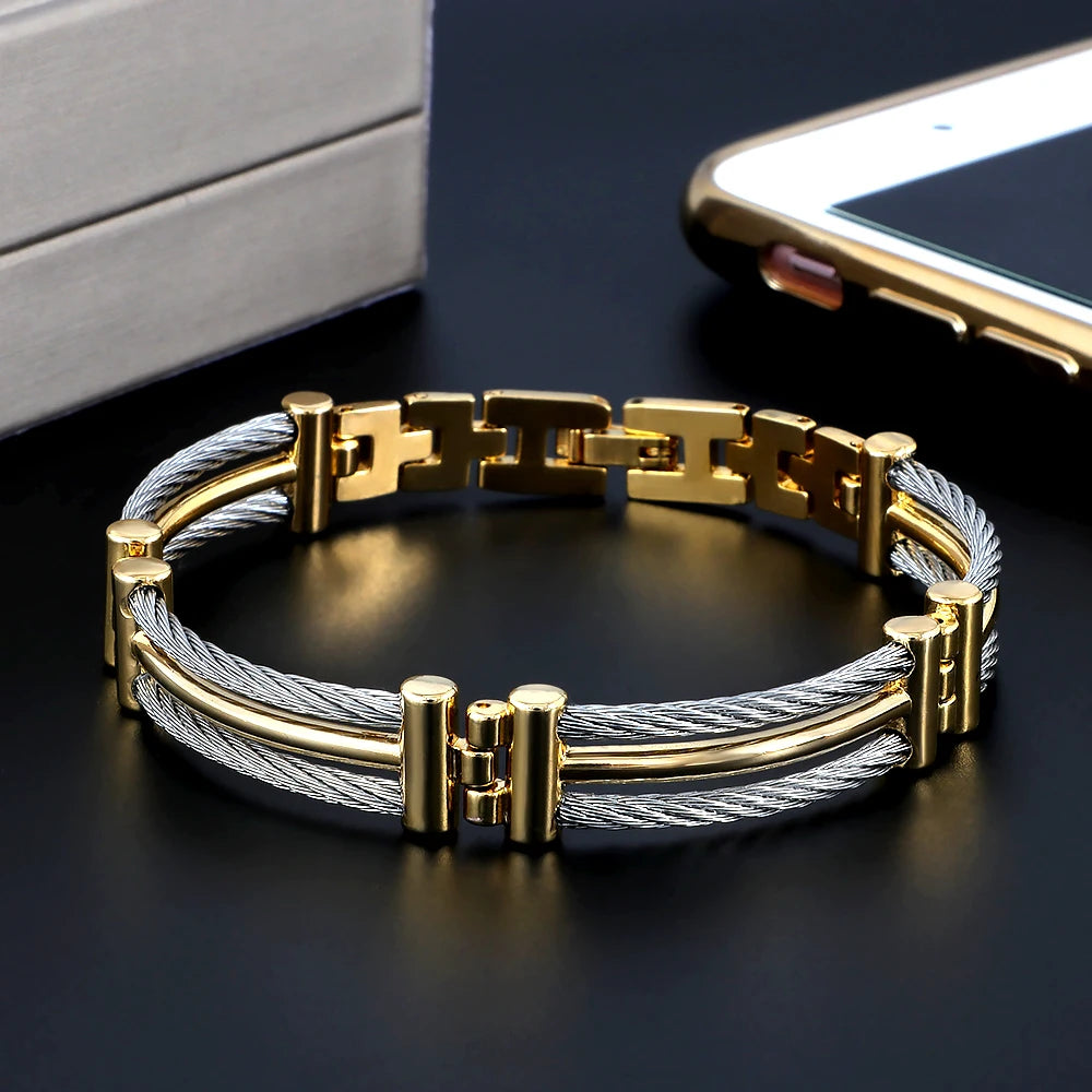 🧲 Splicing Chain Link Stainless Steel Bracelet – Fashion Bangle