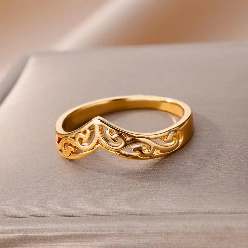 💍 Ästhetisches goldenes Herz – wasserdichter Edelstahlring-5