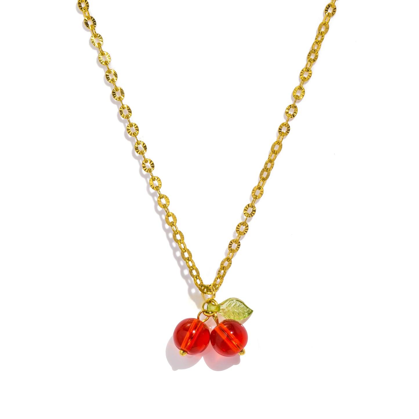🍒 Cherry Charm – 18K Gold PVD Plated Stainless Steel Red Crystal Drop Earrings