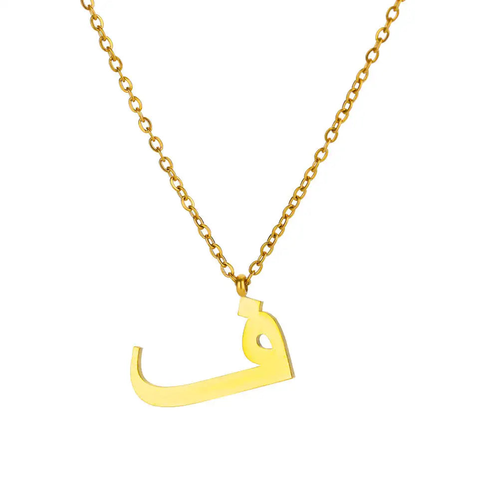 💫 Arabic Letter Name Pendant Necklace – Elegant Stainless Steel Choker for Women