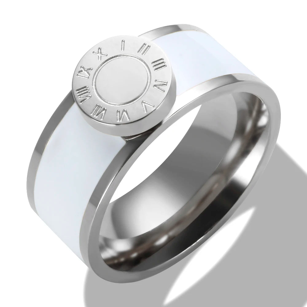 💫 JINHUI 18 Karat vergoldetes Edelstahl-Emaille-Armreif- und Ringset – Klassischer Schmuck mit römischen Ziffern