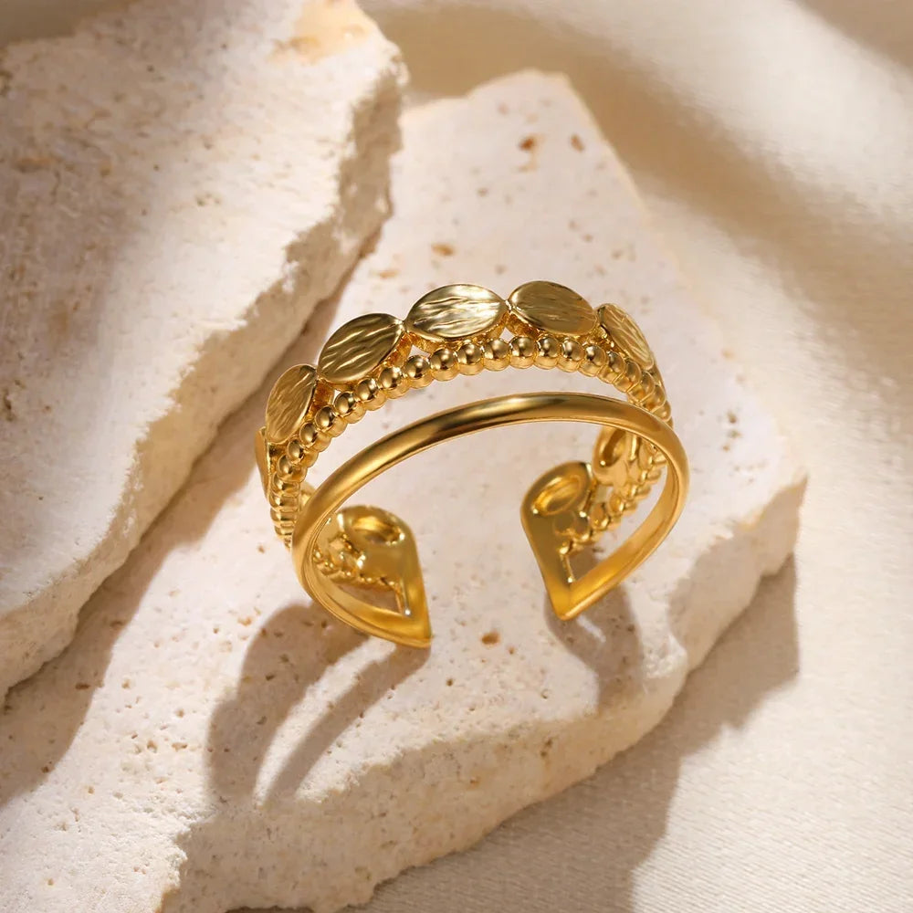 💍 Ästhetisches goldenes Herz – wasserdichter Edelstahlring-6
