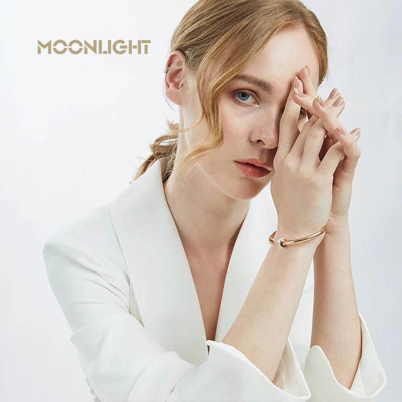 π« MOONLIGHT Classic Nail Open Cuff Bracelet β 18K Gold Plated Stainless Steel Bangle for Women