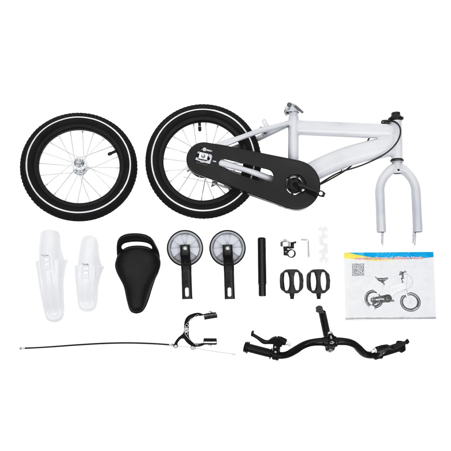 🚴 14-Inch Kids Bike with Training Wheels – Adjustable Seat, Dual Brakes, 2–4 Years, 50kg Capacity