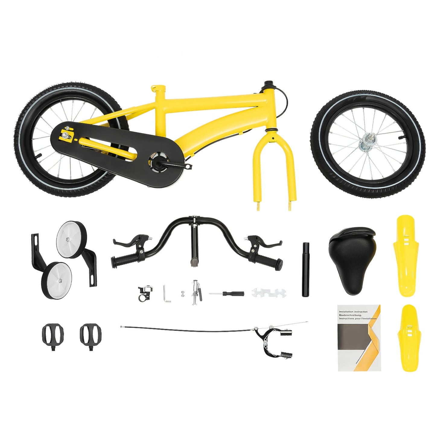 🚴 14-Inch Kids Bike with Training Wheels – Adjustable Seat, Dual Brakes, 2–4 Years, 50kg Capacity