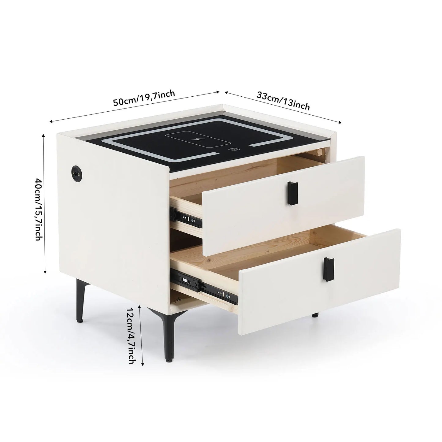 ποΈ Oyajia Smart Bedside Table with Wireless Charging, LED Light & 2 Drawers