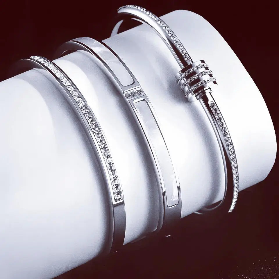 3PCS American Style Stainless Steel Gold-Plated Bracelet Set